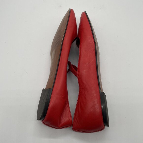 Madewell Shoes Greta Womens Size 8 Red Leather Square Toe Flats Mary Jane Ballet - Picture 12 of 14